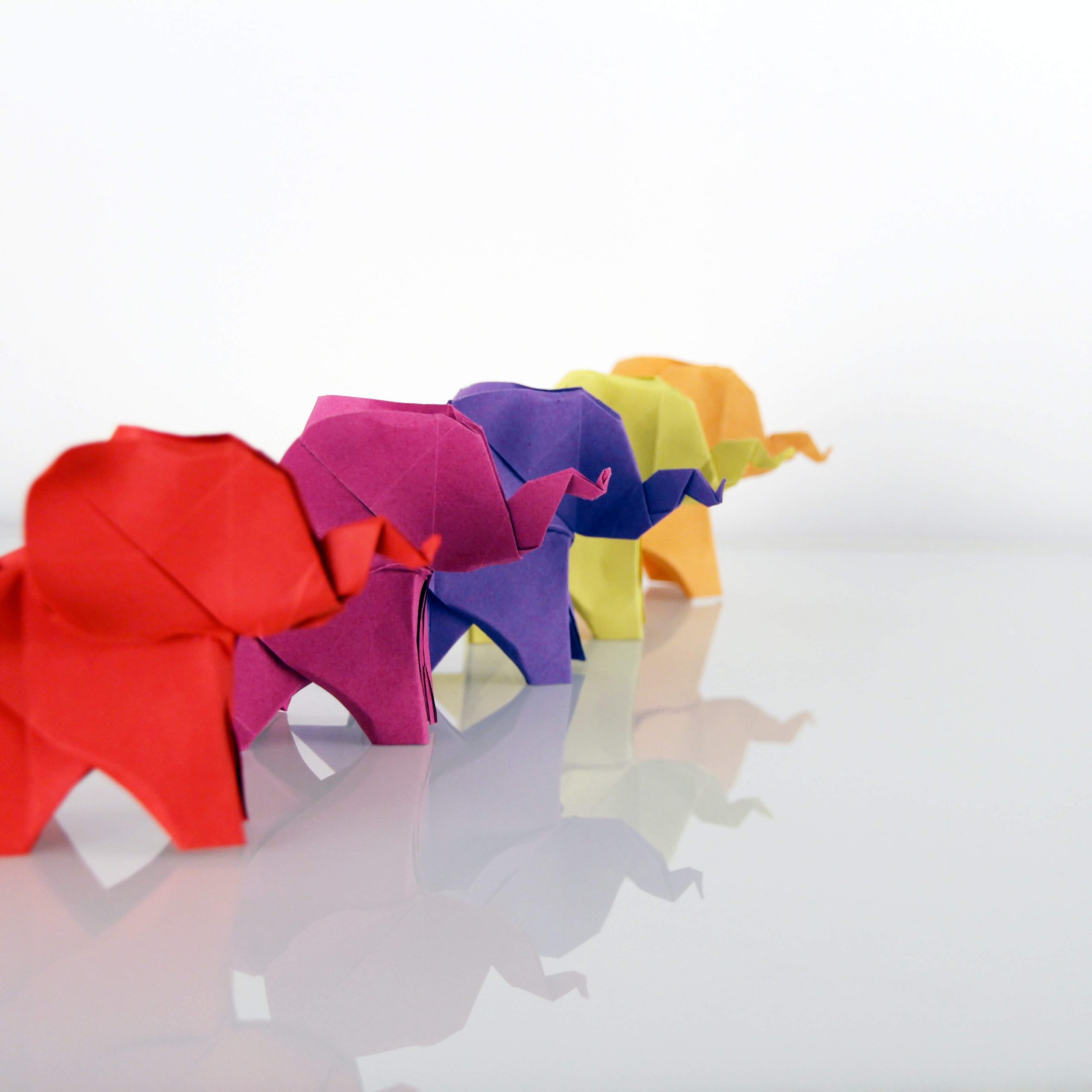 Słonie z origami 